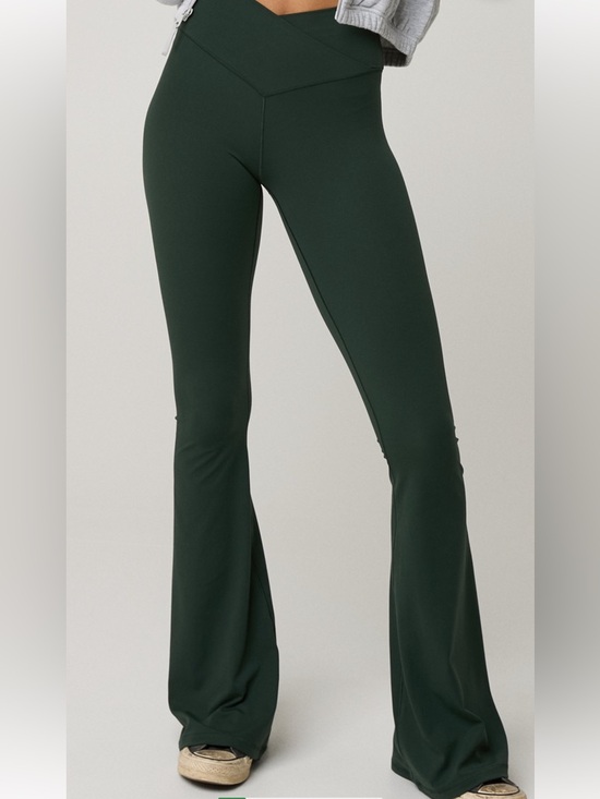aerie Pants - aerie Forest Green High-Rise Flare Leggings